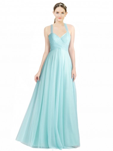 Shop Ruched Sweetheart Neckline A-Line Tulle Bridesmaid Dress with Tie Open Back Ottawa