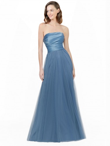 Shop Long Strapless Bridesmaid Dress with Soft Tulle Overlay Ottawa