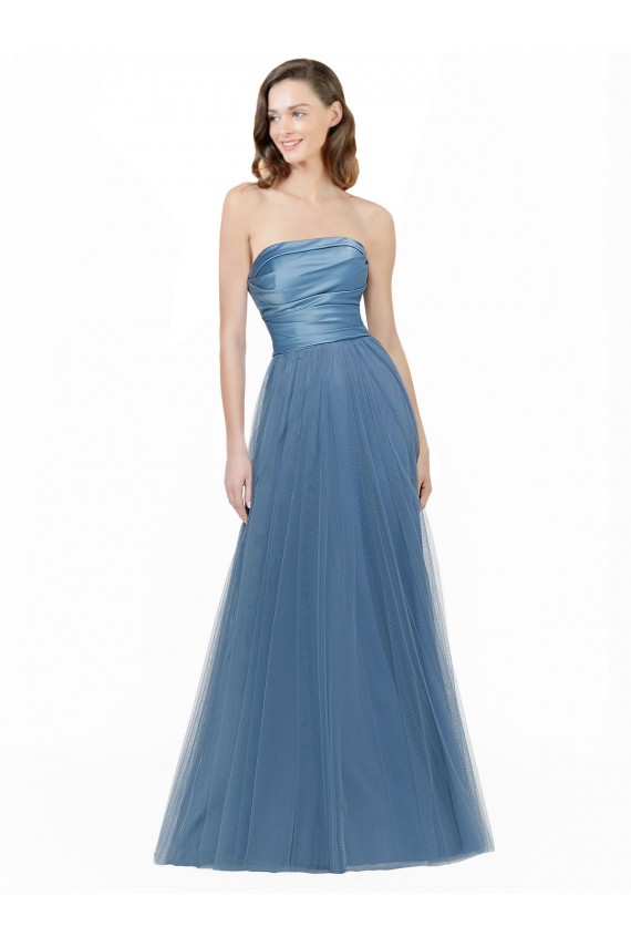 Shop Long Strapless Bridesmaid Dress with Soft Tulle Overlay Ottawa