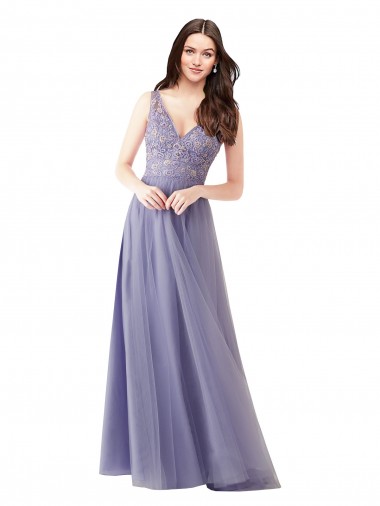 Shop Sweetheart Tulle Bridesmaid Dress with Fully Embroidered V-Neck Bodice Ottawa