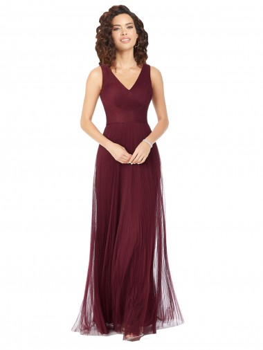 Shop Long A-Line V-Neck Tulle Bridesmaid Dress Ottawa