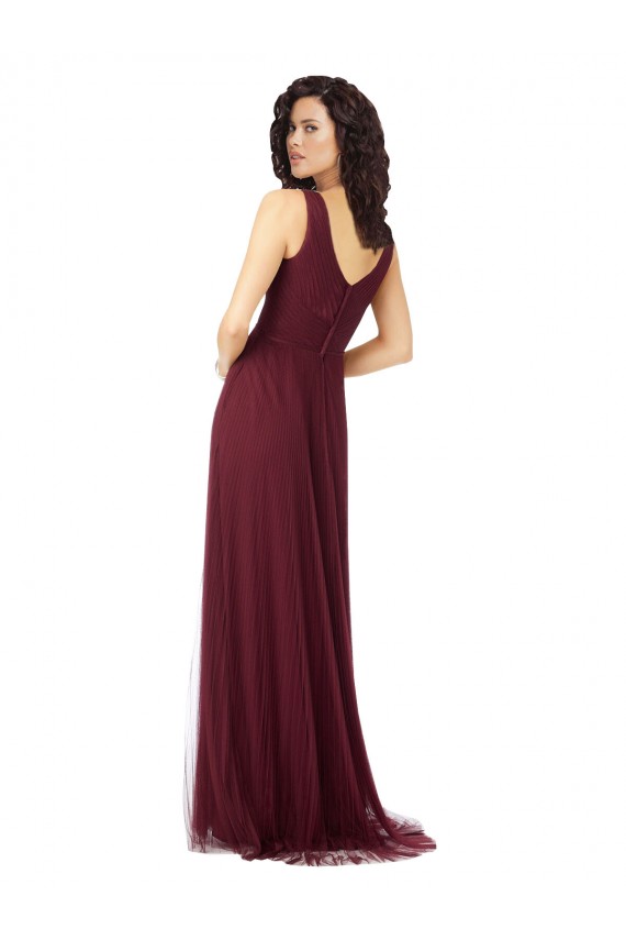 Shop Long A-Line V-Neck Tulle Bridesmaid Dress Ottawa