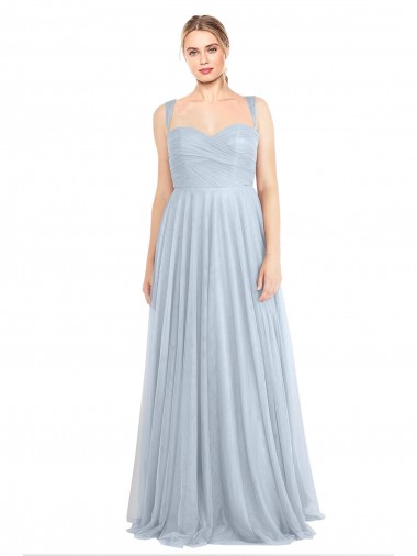 Shop Sweetheart Spaghetti Straps Long Tulle Bridesmaid Dress with Criss Cross Back Ottawa
