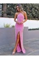 Shop Halter Sleeveless Long Floor Length Velvet Sequin Prom Dress with Slit Ottawa