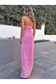 Shop Halter Sleeveless Long Floor Length Velvet Sequin Prom Dress with Slit Ottawa