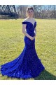 Shop Off the Shoulder Sleeveless Long Sweep Train Velvet Sequin Prom Dress Ottawa