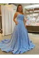 Shop A-Line Scoop Sleeveless Long Court Train Velvet Sequin Prom Dress Ottawa