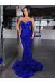 Shop Mermaid Spaghetti Straps Sleeveless Long Sweep Train Velvet Sequin Prom Dress Ottawa