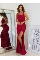 Shop Square Neck Sleeveless Long Velvet Sequin Prom Dress with Slit Ottawa