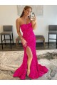 Shop Strapless Sleeveless Long Sweep Train Velvet Sequin Prom Dress with Side Slit Ottawa