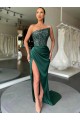 Shop Strapless Sleeveless Long Sweep Train Velvet Sequin Prom Dress with High Side Slit Ottawa
