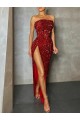 Shop Strapless Sleeveless Long Floor Length Velvet Sequin Prom Dress High Side Slit Ottawa