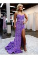 Shop A-Line Sweetheart Sleeveless Long Velvet Sequin Prom Dress with Slit Ottawa