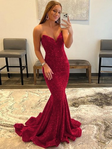 Shop Sweetheart Sleeveless Long Sweep Train Velvet Sequin Prom Dress Ottawa