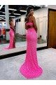 Shop Long V-Neck Sleeveless Sweep Train Velvet Sequin Prom Dress with High Slit Ottawa
