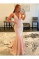 Shop Deep V-Neck Sleeveless Long Low Back Velvet Sequin Prom Dress Ottawa