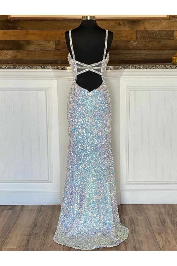 Shop V-Neck Sleeveless Long Sweep Train Velvet Sequin Prom Dress Ottawa
