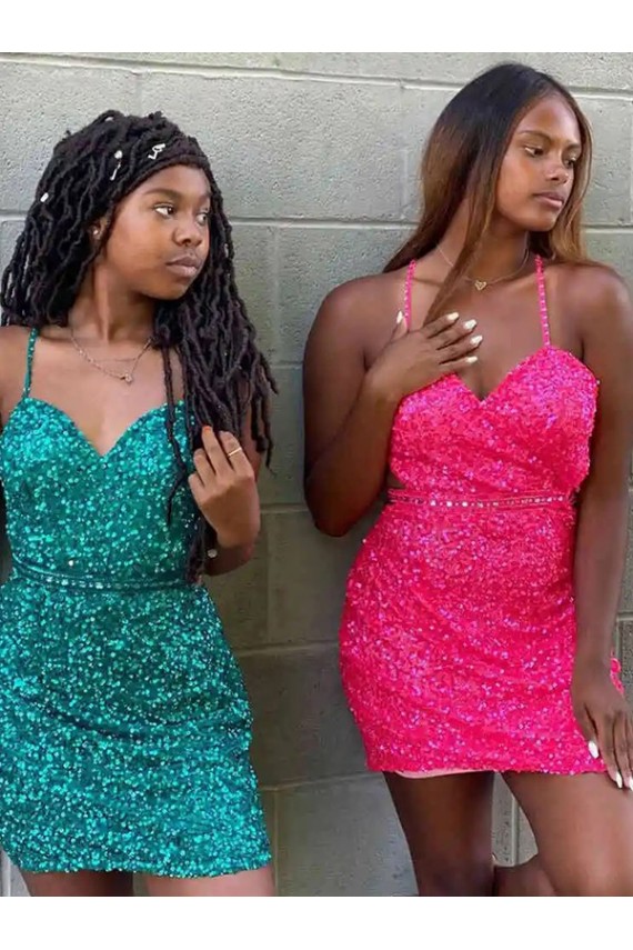Shop V-Neck Sleeveless Short Velvet Sequin Cocktail Dress Ottawa