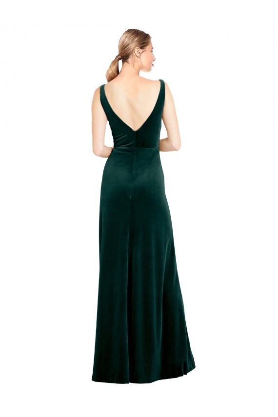 Shop Sleek V-Neck Long Formal Velvet Bridesmaid Dress / Prom Dress with Side Slit Ottawa