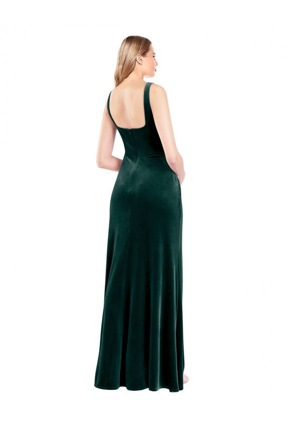 Shop Square Neck Full Length Velvet Bridesmaid Dress / Prom Dress with Side Slit Ottawa