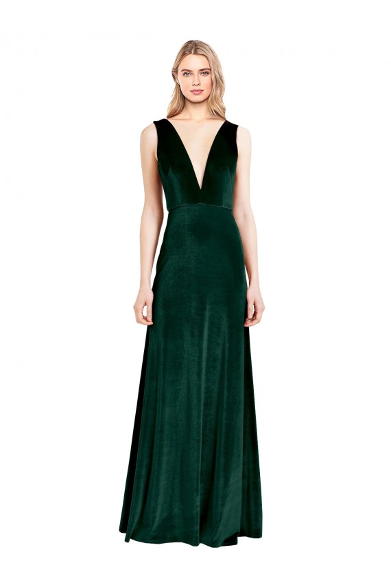 Shop Daring Deep V-Neck Long Full Length Formal Velvet Bridesmaid Dress / Prom Dress Ottawa