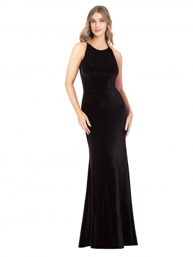 Shop Vintage Velvet High Neck Formal Bridesmaid Dress / Prom Dress with Strappy Back Ottawa