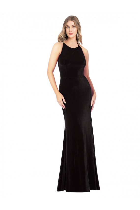 Shop Vintage Velvet High Neck Formal Bridesmaid Dress / Prom Dress with Strappy Back Ottawa