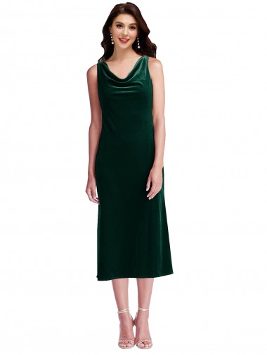 Shop Cowl Neck Velvet Midi Cocktail Length Bridesmaid Dress / Prom Dress Ottawa