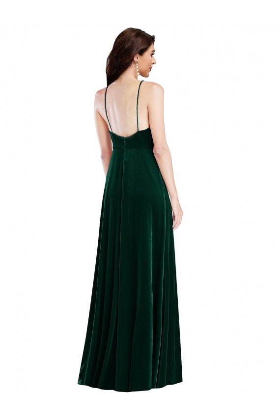 Shop Velvet Halter Maxi Bridesmaid Dress / Prom Dress with Pockets & Front Slit Ottawa