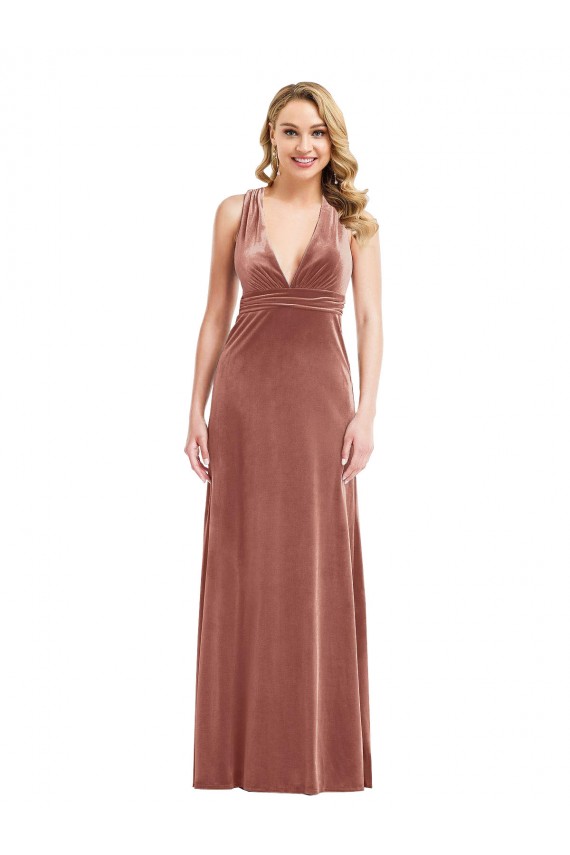 Shop Plunging Neckline Formal Velvet Maxi Bridesmaid Dress / Prom Dress with Criss Cross Open Back Ottawa