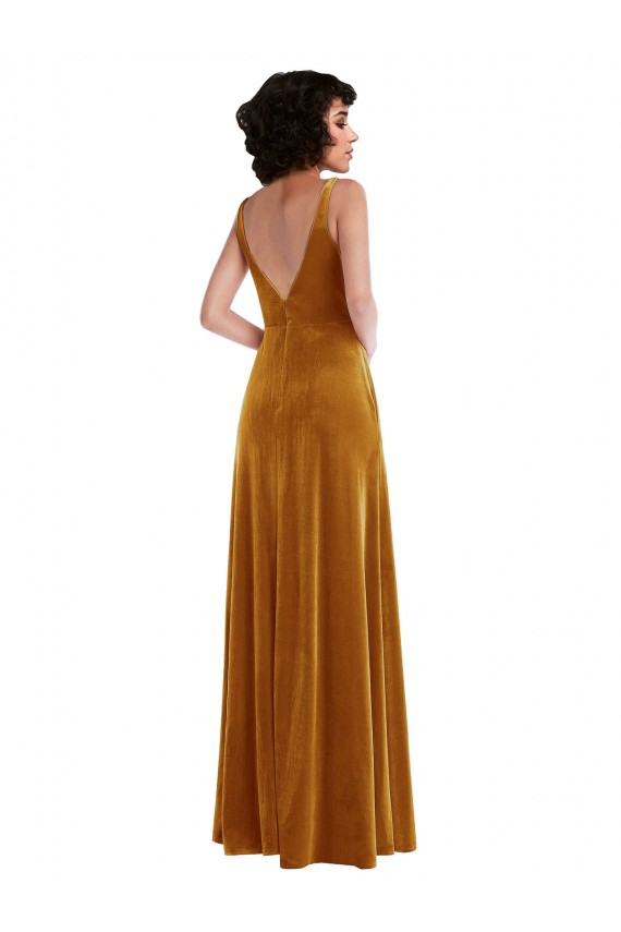 Shop Twist Front Cutout Velvet Maxi Bridesmaid Dress / Prom Dress with Pockets Ottawa