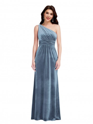 Shop One Shoulder Draped Velvet Maxi Bridesmaid Dress / Prom Dress Ottawa