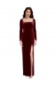 Shop Sleek Square Neck Spaghetti Straps Velvet Bridesmaid Dress / Prom Dress with Side Slit Ottawa