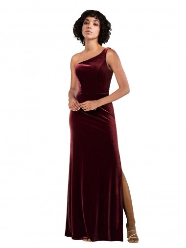 Shop Formal One Shoulder Floor-Length Velvet Bridesmaid Dress / Prom Dress Ottawa