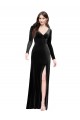 Shop Long Sleeves Formal Velvet Bridesmaid Dress / Prom Dress with V-Neckline and Thigh Slit Ottawa