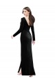 Shop Long Sleeves Formal Velvet Bridesmaid Dress / Prom Dress with V-Neckline and Thigh Slit Ottawa