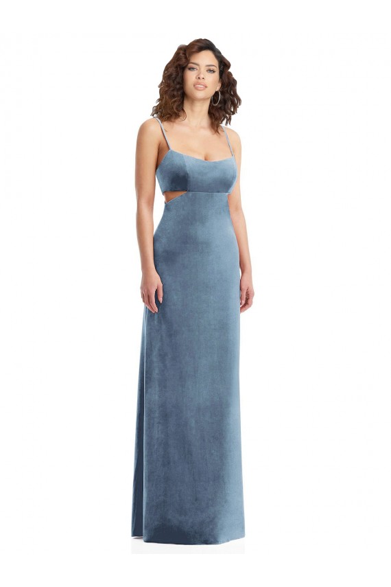 Shop Spaghetti Strap Long Full Length Formal Velvet Maxi Bridesmaid Dress / Prom Dress Ottawa