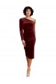 Shop One Shoulder Fitted Short Midi Length Velvet Bridesmaid Dress / Prom Dress Ottawa