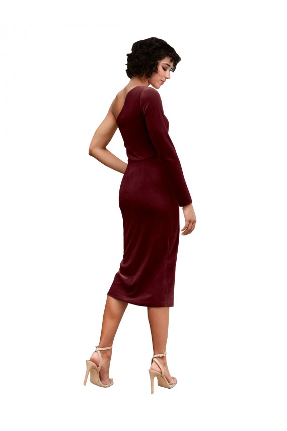 Shop One Shoulder Fitted Short Midi Length Velvet Bridesmaid Dress / Prom Dress Ottawa