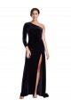 Shop One Sleeve Long Formal Velvet Bridesmaid Dress / Prom Dress with Thigh High Split Ottawa