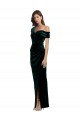 Shop Long Asymmetric Neckline Ruched Formal Velvet Bridesmaid Dress / Prom Dress Ottawa