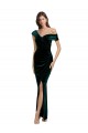 Shop Long Asymmetric Neckline Ruched Formal Velvet Bridesmaid Dress / Prom Dress Ottawa