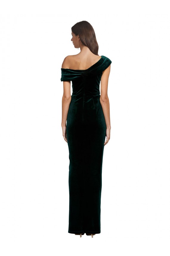 Shop Long Asymmetric Neckline Ruched Formal Velvet Bridesmaid Dress / Prom Dress Ottawa
