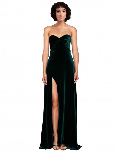 Shop Sweetheart Fluid Velvet Bridesmaid Dress / Prom Dress with High Split Ottawa