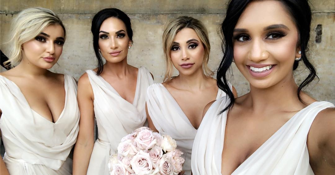 Full Length Luxe Chiffon Long Champagne bridesmaid dresses Ottawa with Sexy High Slit and Front Ruffles